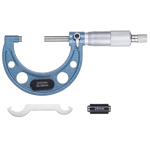 HARFINGTON Metric Outside Micrometer 25-50mm Range +/-0.01mm Accuracy,Blue - size: 25-50mm