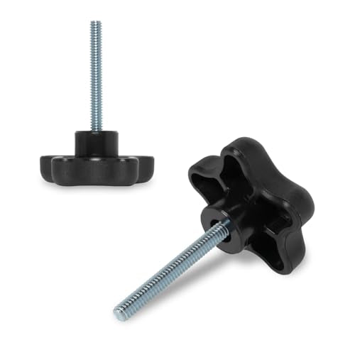 POWERTEC 10 Pack 1/4"-20 5 Star Knobs with 2" Threaded Stud, Thumb Screw Knobs with bolts for Lawn Mower, Umbrella Base, Woodworking Tools & Jigs, Clamps (QNB3010-P2) - style: 1/4", 5-Star, 2" Stud