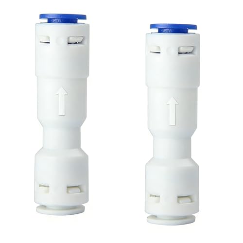 2-Pack 1/4 Inch Check Valve, POM One-Way Push to Connect Non-Return Valve, Prevents Water Backflow for 1/4 Inch OD Tube, Suitable for RO Water Purifier, Ice Maker, Refrigerator and Coffee Machine