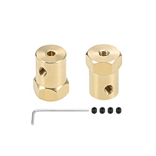 uxcell Hex Coupler 3mm Bore Motor Hex Brass Shaft Coupling Flexible Connector for Car Wheels Tires Shaft Motor 2pcs - size: 3mm
