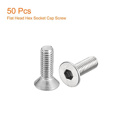 uxcell #10-32x5/8 Flat Countersunk Head Socket Cap Screws, 50Pcs 304 Stainless Steel Hex Socket Flat Head Screws, Full Thread, Countersunk Bolts - size: #10-32x5/8"