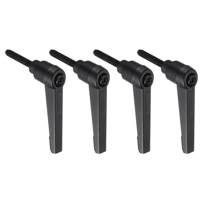 uxcell 4pcs Lever Adjustable Handles M5 x 25mm Metric Male Thread with Nuts Washers, Level Clamping Handle Set Hand Stud Knobs Rotating Screw Handles Bolts with Locking Lever, Black - size: M5 x 25mm