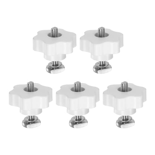 HARFINGTON 5Set T Track Bolts Knob Kit M8 x 45mm Threaded Bolts M8 x 48mm Hex Hand Nut Clamping Knob with Washer for Woodworking Jigs and Fixtures, White - color: White, size: M8 x 45mm/M8 x 48mm