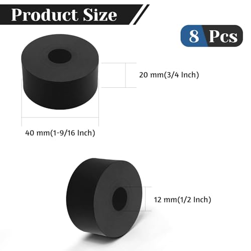 8 PCS Multi Purpose Rubber Spacer, 1-9/16" OD x 1/2" ID x 3/4" Thickness - size: 1-9/16" OD x 1/2" ID x 3/4" Thickness