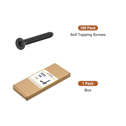 DTGN 100Pcs 6" x1-1/4 Flat Head Wood Screws, Self Tapping Screws Black - color: Black, size: #6x1-1/4"