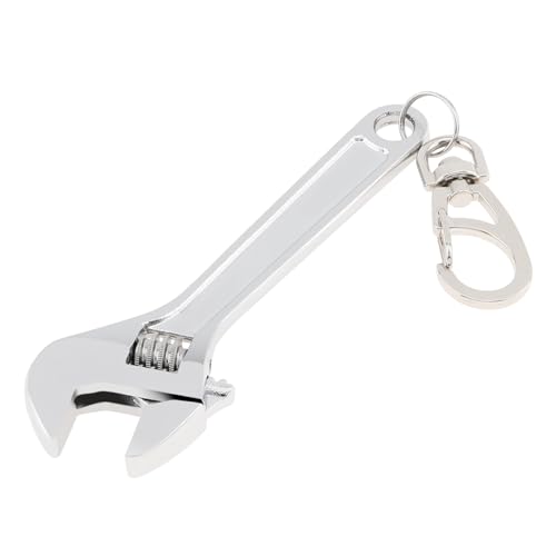 Mini Wrench Tool Keychain, Spanner Keyring Pendant, Keychain Creative Mini Adjustable Wrench Key Chain Spanner Key Chain (Silver) - color: Silver