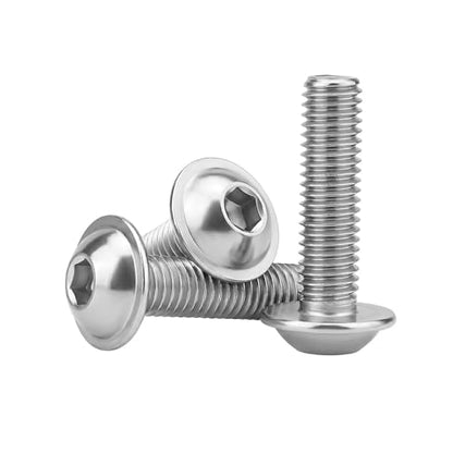 M4 x 6mm (50 Pack) Flanged Button Head Hex Socket Cap Screws Bolts, Hex Drive Bright Finish Fully Machine Thread, Corrosion Resistant 304 Stainless Steel 18-8 Screws - size: M4 x 6