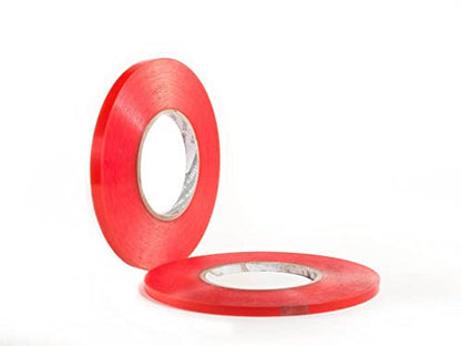 Double Sided Red Liner Tape, Kilr Red Thin High Bond Clear Acrylic Mounting Tape for Industrial, Sign, Automotive & Plastic Bonding, Strong Adhesive (0.23mm x 3/4" x 165 FT)