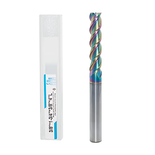 3/8" Extra Long Carbide Square End Mill, 3 Flute, 4” OAL, 1 Pc - size: 3/8" Extra Long (1 Pieces)