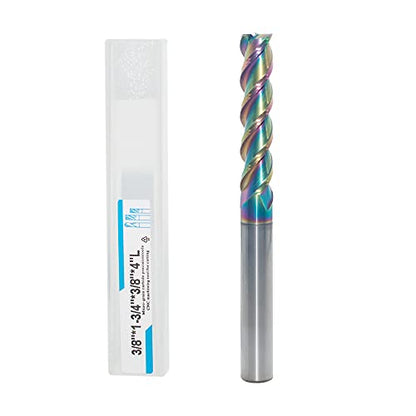 3/8" Extra Long Carbide Square End Mill, 3 Flute, 4” OAL, 1 Pc - size: 3/8" Extra Long (1 Pieces)