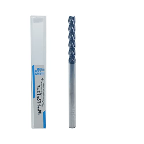 1/4" Extra Long Carbide Square End Mill, 4 Flute, 4" OAL, 1 Pc - size: 1/4" Extra Long (1 Pc), style: For Alloy Steels