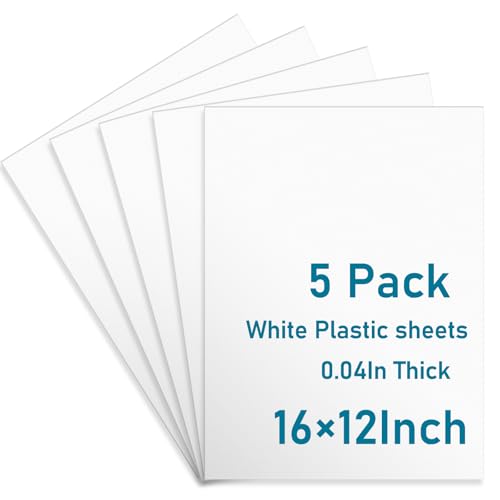 5 Pack White Plastic Sheets 12x16x0.04 in Flexible High Tensile Plastic Sheets Hard Plastic Panel for DIY Materials Handicrafts Home Decoration - size: 16x12x0.04in