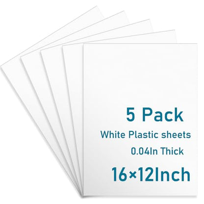 5 Pack White Plastic Sheets 12x16x0.04 in Flexible High Tensile Plastic Sheets Hard Plastic Panel for DIY Materials Handicrafts Home Decoration - size: 16x12x0.04in