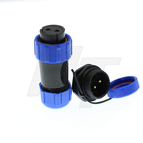 HangTon HE21 2 Pin Power Industrial Waterproof IP68 Electrical Automotive Circular Connector Female Cable Plug Male Panel Mount Socket (5 Set) - size: 5 set