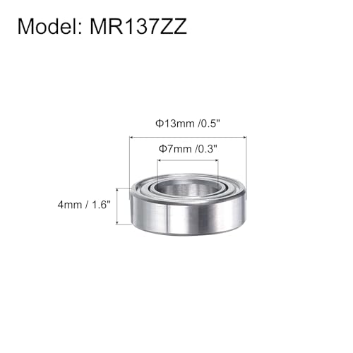 uxcell MR137ZZ Deep-Groove Ball Bearings for Rollers, 7mm x 13mm x 4mm Seal Bearings with Fiber Gloves, Double Metal Sealed Bearing Steel Skateboard Bearings 10Pcs - size: MR137ZZ