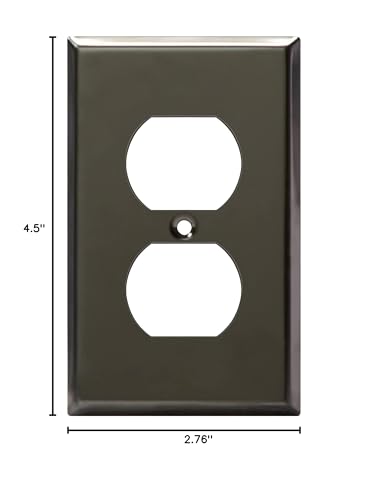 ENERLITES Duplex Receptacle Metal Wall Plate, 1-Gang, Polished Black - color: Polished Black, size: Standard Size