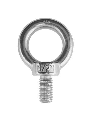 US Stainless, Stainless Steel 316 1/2" Lifting Eye Bolt 1/2" UNC Pitch of 1/2"-13 Marine Grade