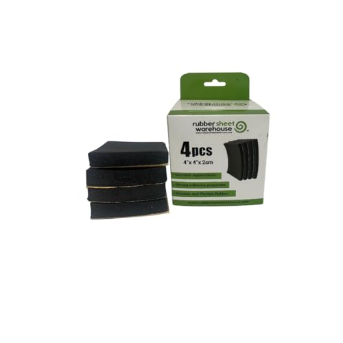 4-Pcs Self-Adhesive Foam Padding, High-Density Foam Sheets, Rubber Foam Pad, 4" x 4" x 2cm, Black