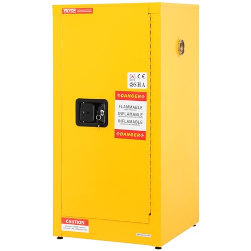 VEVOR Flammable Cabinet, 18" x 18" x 35", Yellow - size: 18" x 18" x 35"
