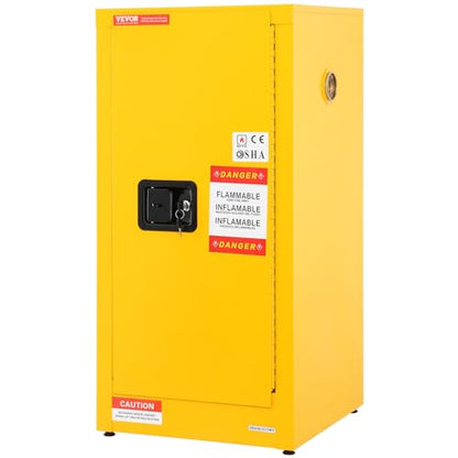 VEVOR Flammable Cabinet, 18" x 18" x 35", Yellow - size: 18" x 18" x 35"
