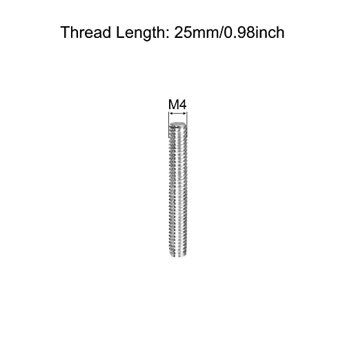 MECCANIXITY Fully Threaded Rod M4 x 25mm 0.7mm Thread Pitch 304 Stainless Steel Right Hand Threaded Rods Bar Studs 5 Pack - size: M4 x 25mm