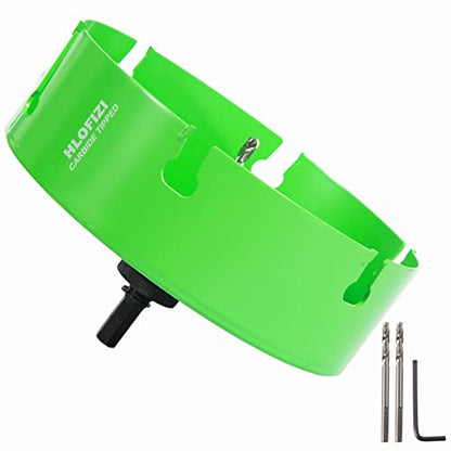 8-1/4 Inch Carbide Tipped Hole Saw 8.25" Multi-Material Hole Cutter with Arbor for Wood, Drywall, Plastic, PVC, Fiberglass, 5X Faster, Green - size: 8-1/4 In.