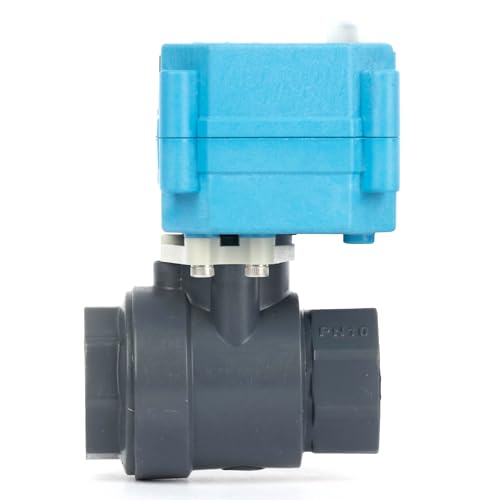 U.S. Solid 3/4" UPVC Motorized Ball Valve - Plastic Electrical Ball Valve, 2 Wire Auto Return, AC 110~230V, Normally Closed - size: 3/4 inch, style: PPO(IP 67)