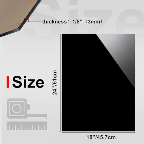 KINLINK 18x24 Plexiglass Sheets 1/8 inch Thick - 3mm Black Cast Acrylic Sheet, Plastic Board Polycarbonate Sheet for DIY Project, Craft, Table Top, Acrylic Sign and Wedding Invitation 4 Pack - color: Black, size: 18x24