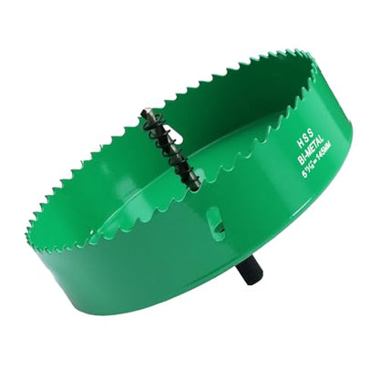 5.7 Inches/145mm Bi-Metal Hole Saw with Arbor & Pilot Bit - color: Green, size: 5.7 inches