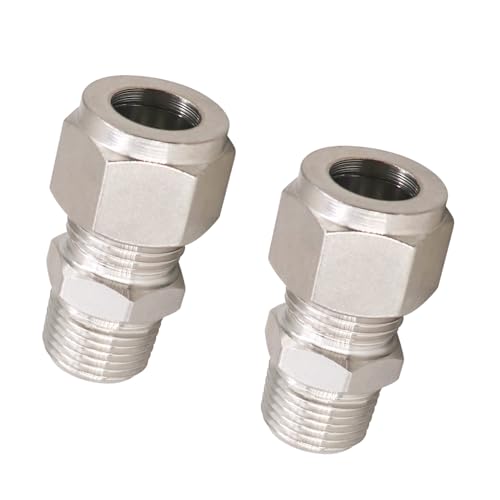 3/8 Compression Fitting, Stainless Steel 304 Tube Fittings,2 Pcs - size: NPT 3/8-1/2" O.D. 2 pcs