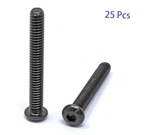 iexcell 25 Pcs 1/4-20 x 2 Alloy Steel 10.9 Grade Hex Socket Button Head Cap Screws Bolts Kit, Black Oxide Finish - size: 1/4-20 x 2"