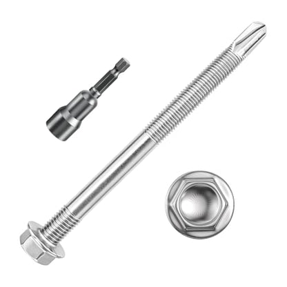 Wensilon 2lbs 5/16×5" Stainless Steel Self Drilling Screws, 20 PCS - color: Silver, size: 5/16×5"