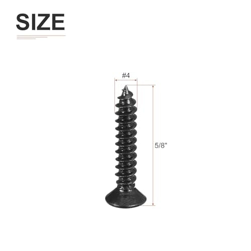 DTGN 100Pcs #4x5/8 Flat Head Wood Screws, 304 Stainless Steel Phillips Self Tapping Screws - Good for Woodworking, Furniture - Black - color: Black, size: #4x5/8"