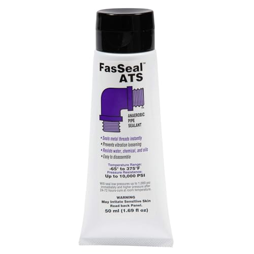 Gasoila FasSeal ATS Anaerobic Thread Sealant, High-Pressure Vibration-Proof for -65 to 375°F, Fast Curing, Seals up to 10,000 PSI, Ideal for Gas, Water, Oil, and Steam Applications, 50mL - size: 50 ml Tube