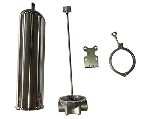 INTBUYING Heavy-Duty Filter Housing for 20"L cartridges 1.5"NPT inlet and outlet Corrosion-Resistant Stainless Steel Water Filter Housing with Bracket and a Drain Valve