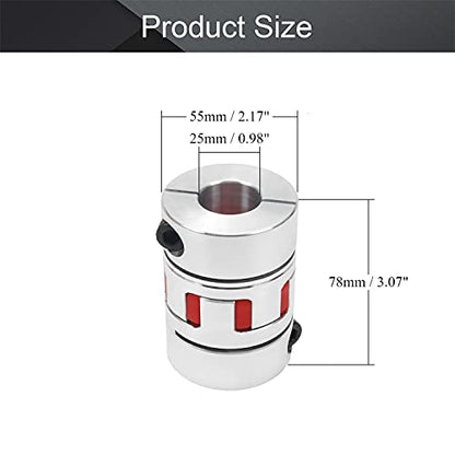 Fielect Shaft Coupling 25mm to 25mm Bore L78x55D Flexible Coupler Joint for Servo Stepped Motor - size: 25mm to 25mm Bore L78x55D