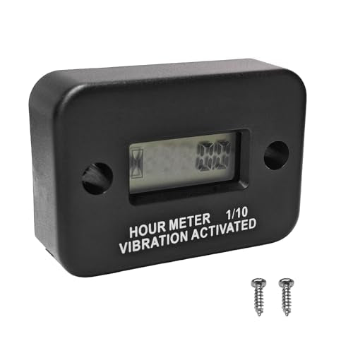 Vibration Hour Meter, Waterproof Digital LCD Hour Gauge Maintenance Reminder, Tiny Vibration Activated Time Counter for Motorcycle Generator Compressor, Motorcycle Accessories
