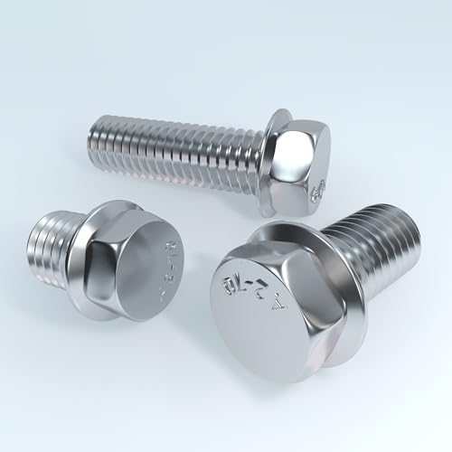 Flange Hex Bolts, ROARADE 304 Stainless Steel 18-8, Serrated Flange Head, Hex Head Screws, SAE & Metric Coarse Thread (3/8"-16, Thread Length 1-3/4”) 6pcs - size: Thread length 1-3/4”