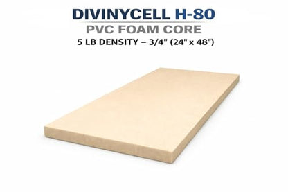 Fiberglass Supply Depot Divinycell PVC Foam Core Plain H-80 5lb Density 3/4” (24”x48”)