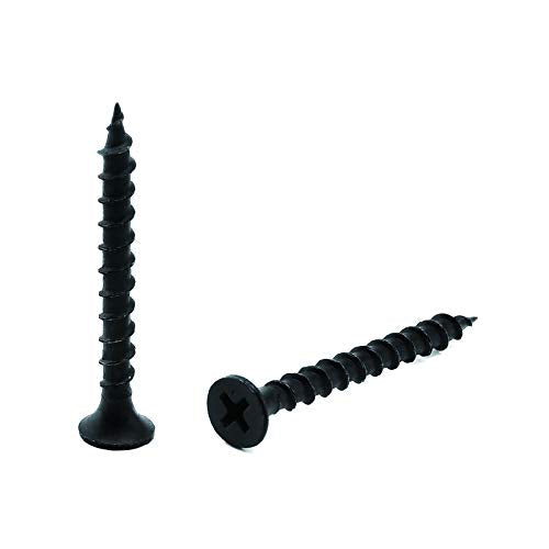 #6 x 1-5/8" Wood Screw 100PCS Black Phosphate Coated Stainless Flat Truss Head Fast Self Tapping Drywall Screws by SG TZH - size: #6 x 1-5/8"