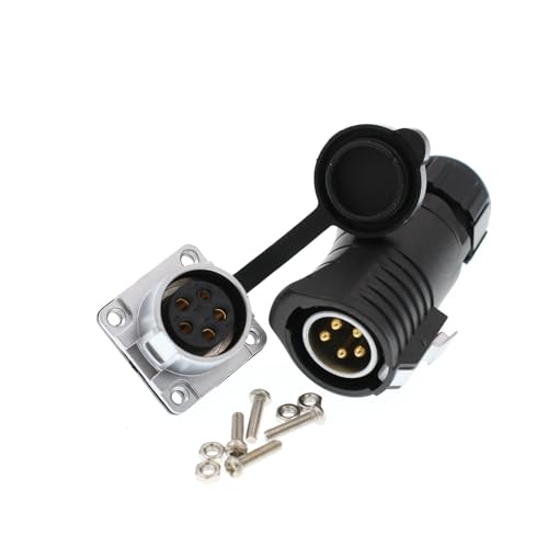 HangTon LP20 5 Pin Connector Waterproof 30 Amp Power Industrial Equipment Male Cable Plug Female Panel Mount Socket, Gold Plated Contact - color: Male Plug and Female Socket, size: 5-pin