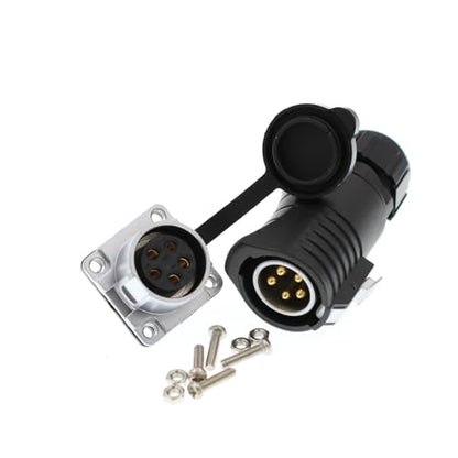 HangTon LP20 5 Pin Connector Waterproof 30 Amp Power Industrial Equipment Male Cable Plug Female Panel Mount Socket, Gold Plated Contact - color: Male Plug and Female Socket, size: 5-pin
