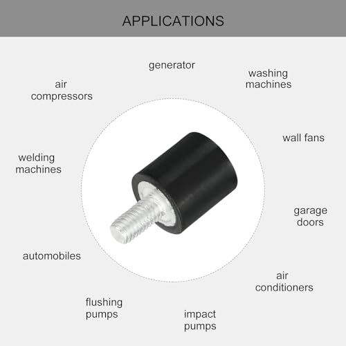 uxcell M3 Thread Rubber Mounts, Vibration Isolators, Cylindrical Shock Absorber with Studs 8 x 8mm 8pcs - size: M3x8x8mm