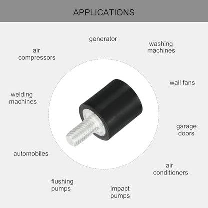 uxcell M3 Thread Rubber Mounts, Vibration Isolators, Cylindrical Shock Absorber with Studs 8 x 8mm 8pcs - size: M3x8x8mm