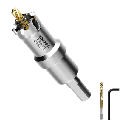 25/32" (20mm) TCT Carbide Hole Saw Kit for Metal - Heavy Duty Hole Cutter Drill Bits Set with 2 Titanium/Step Pilot Drill Bits & L-Wrench, Cuts Stainless Steel, Iron, Aluminum, Wood, Plastic - size: 20mm | 25/32 Inch