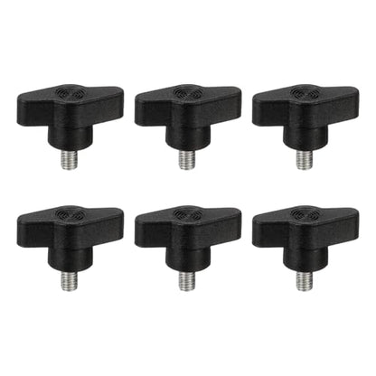 PATIKIL M6 x 10mm Tee Wing Thumb Screws, 6Pcs Carbon Steel Mechanical Handle Bolt Thumb Screws for Remove Replace Hand Clamping Tightening Knobs Power Supply, Black - size: M6 x 10mm