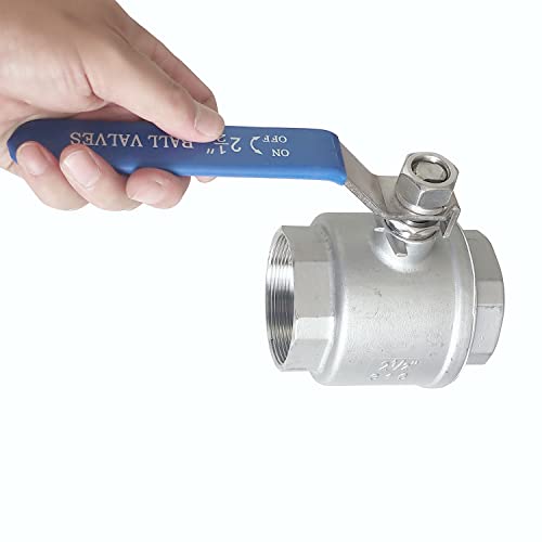 2-1/2" Full Port Ball Valves 316 Stainless Steel NPT Female Thread Ball Valve for Water, Oil, and Gas - size: 2-1/2 Inch