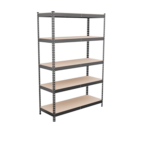 MonsterRax Modular 5-Tier Steel Garage Shelving Rack, Gray (18x48x72) - color: Hammertone, size: 18" x 48" x 72"