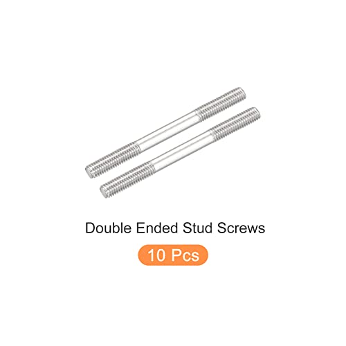 METALLIXITY Double Ended Stud Screws (M5 Thread 60mm Length) 10pcs, 304 Stainless Steel Dual Threaded Rod Bolts - for House Maintenance - size: M5x60mm