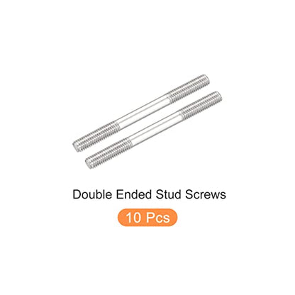 METALLIXITY Double Ended Stud Screws (M5 Thread 60mm Length) 10pcs, 304 Stainless Steel Dual Threaded Rod Bolts - for House Maintenance - size: M5x60mm
